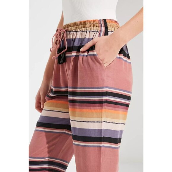 Urban Outfitters Pippa Printed Striped Cropped Drawstring Pants MEDIUM - Picture 3 of 8